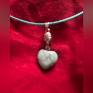 Hand Crafted Blue Turquoise Heart Diffuser on Cord Handmade Necklace Hand Made